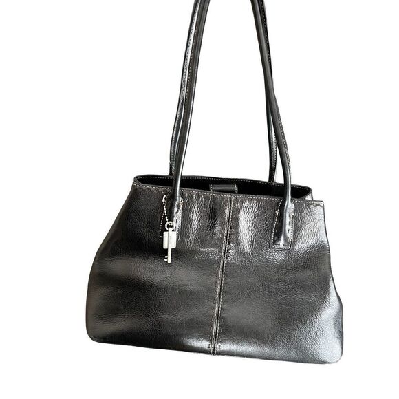 FOSSIL Black Leather Shoulder Purse Handbag - Picture 7 of 13